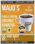 Maud's Organic Sumatra Coffee Pods 50 ct Single Origin Sumatran Dark Roast Coffee in Single Serve Pods – 100% Arabica Coffee Compatible with Keurig K Cups Maker