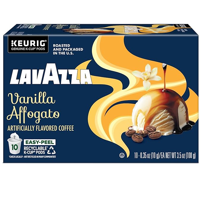Lavazza Vanilla Affogato Coffee Single Serve Keurig K-Cup Pods Flavored Coffee 60-Count Box (6 Packs of 10)