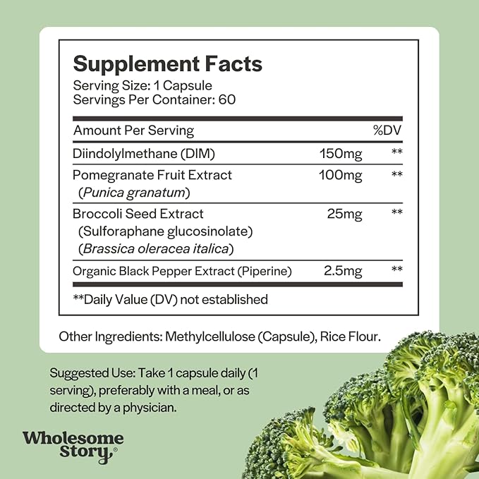 DIM Supplement Women | DIM SGS | Pomegranate Broccoli and Black Pepper Blend | Estrogen &amp Hormone Balance for Women | Cell and Tissue Health | 60-Day Supply | Clean Label Project Certified
