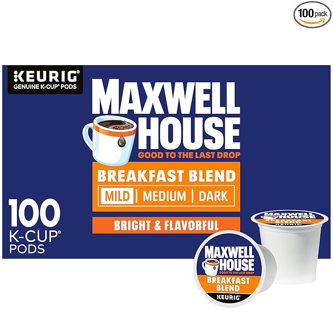Maxwell House Breakfast Blend Mild Roast K-Cup Coffee Pods 100 ct Box