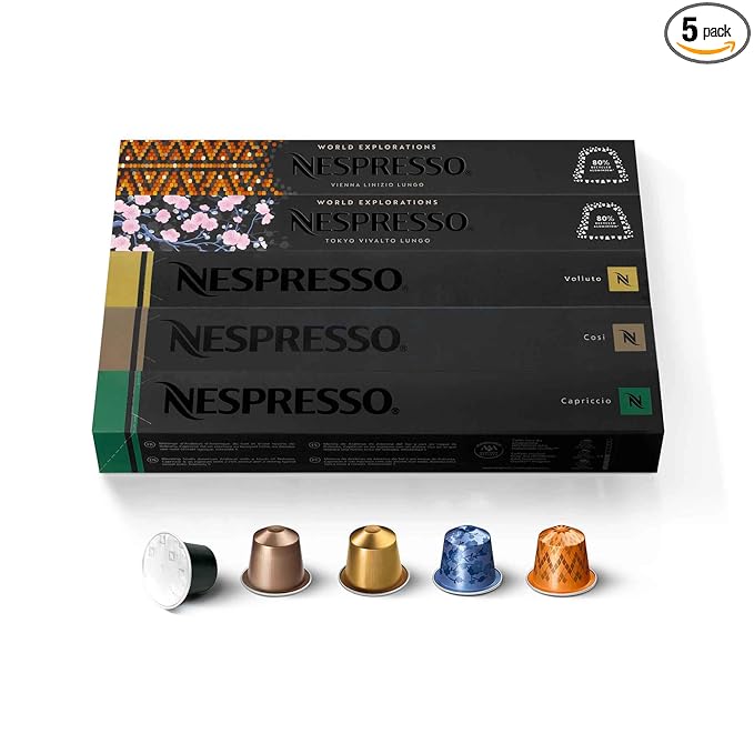 Nespresso Capsules Original Line Mild Roast Blend Variety Pack Mild Roast Coffee 50 Count Coffee Pods
