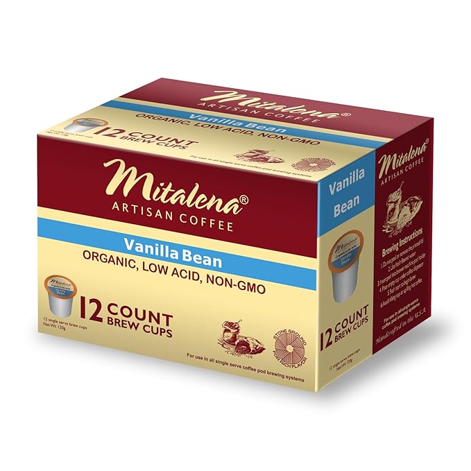 Mitalena Artisan Coffee Variety Pack - 72 Low Acid Organic Coffee Pods Compatible with Keurig K Cup Coffee Maker - Try 6 Different Flavors - Small Batch Artisan K Cups