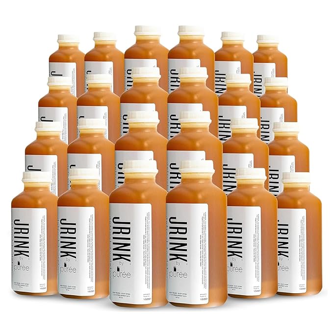 JRINK by Purée Gold Rush Cold Pressed Juice Cleanse with Organic Lemon Ginger Detox Drink from Raw Fruit and Vegetable Juice No Preservatives Healthy Cleanse 16oz Bottles 24 Pack