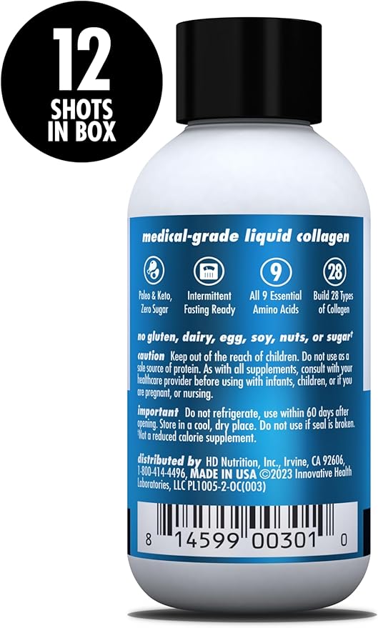 HEALTH DIRECT – Medical-Grade Liquid Collagen Shots – AminoSculpt Sugar-Free – Orange Cream – 12 Servings (12pk 2oz Shots) – Good for Joints Bones &amp Sleep – Better Hair Skin &amp Nails