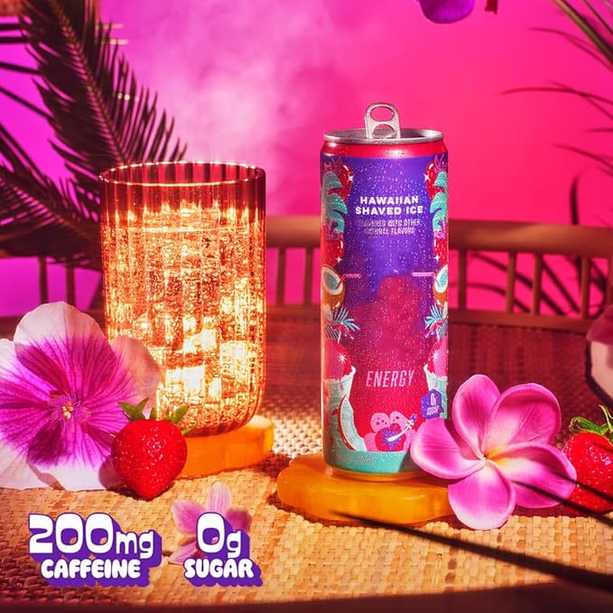 New Alani Energy Drinks Lime Slush Pink Slush Hawaian Shaved ice Variety Pack Sugar-Free Low-Calorie Energy Boost Drink 12 fl oz (Pack of 6) Repackaged By * Shadow Hunter*