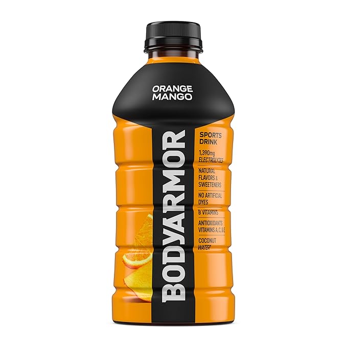 BODYARMOR Sports Drink Orange Mango Electrolyte Drink Hydration 28 Fl Oz Bottles (15 Pack) Flavored Coconut Water with B Vitamins &amp Antioxidants