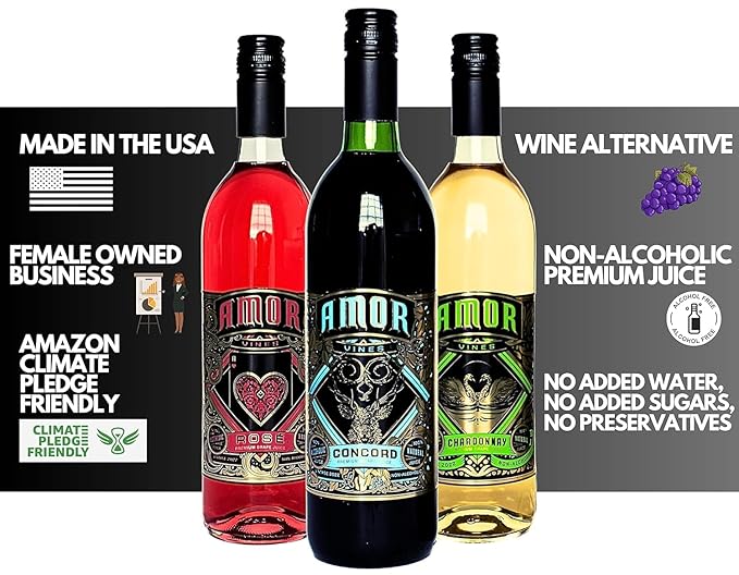 Amor Vines: Chardonnay Grape Juice - 100% Pure Non-Alcoholic No Water Added Preservative-Free – 750ml Glass Bottles (Pack of 6)