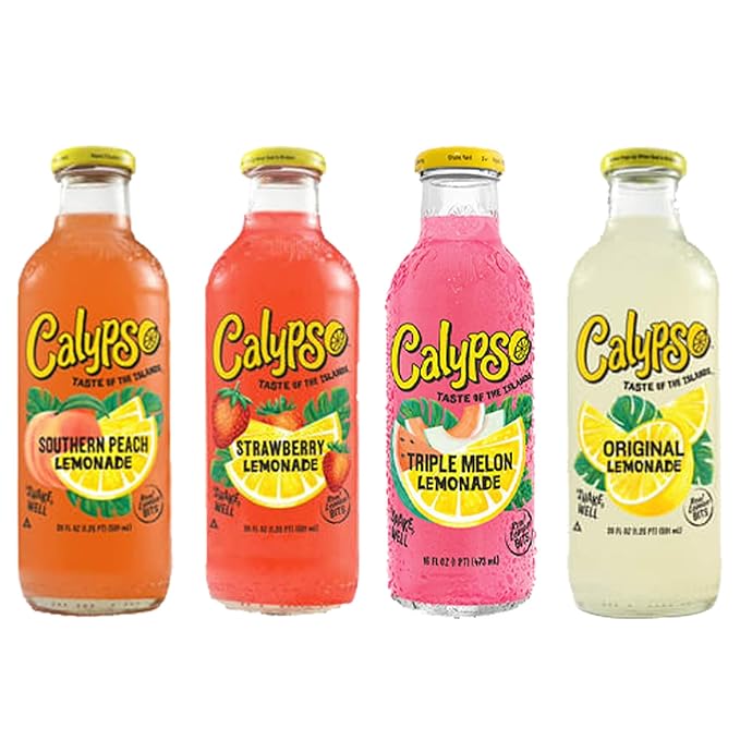BeeQ Box - (Pack of 8) Variety Calypso Lemonade  8 Differnt Flavors : Original Lemonade  Island Wave  Paradise Punch  Ocean Blue  Southern Peach Strawberry  Triple Melon  Pineapple Peach | 16