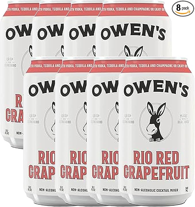 Owen’s Craft Mixers | Rio Red Grapefruit 8 Pack | Handcrafted in the USA with Premium Ingredients | Vegan &amp Gluten-Free Soda Mocktail and Cocktail Mixer