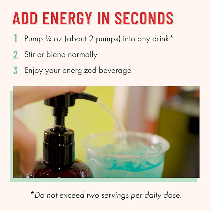 BEV BUZ™ Energy Drink Mix-In – Flavorless Liquid Caffeine Additive for Coffee Tea Smoothies Sodas Juices | Fast-Acting Energy Boost | Mixes Into Any Drink | Barista &amp Café Favorite | 64 Servin