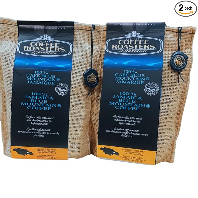 100% Jamaica Blue Mountain Coffee - 8 oz bag - whole beans ( 2 pack)