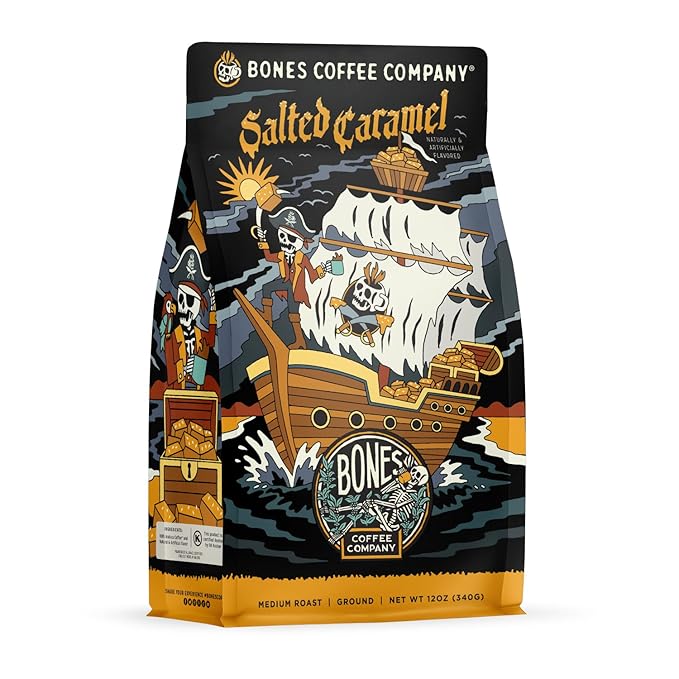 Bones Coffee Company Salted Caramel With Salty Siren Ground Coffee 12 oz Bundle