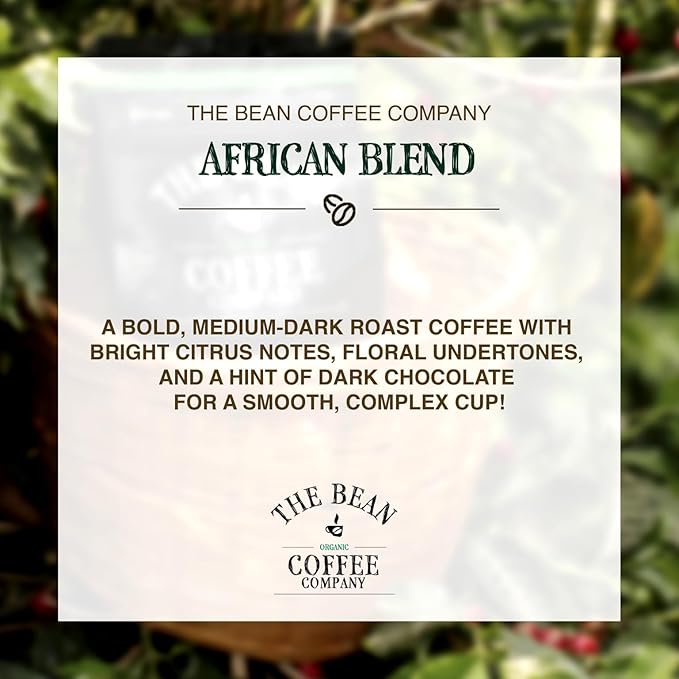 The Bean Organic Coffee Company African Blend Medium Roast Whole Bean Coffee 16-Ounce Bags (Pack of 2)