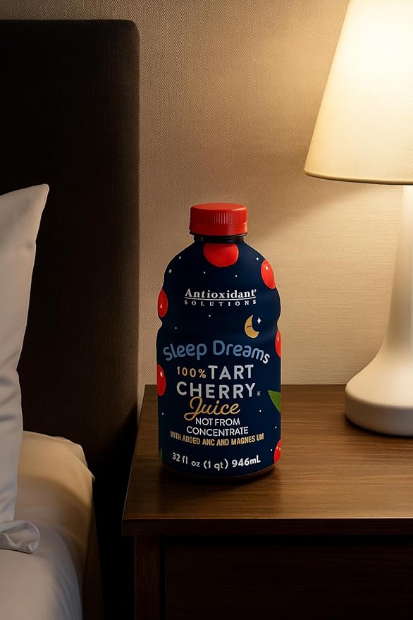 Antioxidant Solutions Sleep Dreams - 100% Tart Cherry Juice with Zinc &amp Magnesium - No Added Sugar - 32 fl oz Bottles (6-Pack)