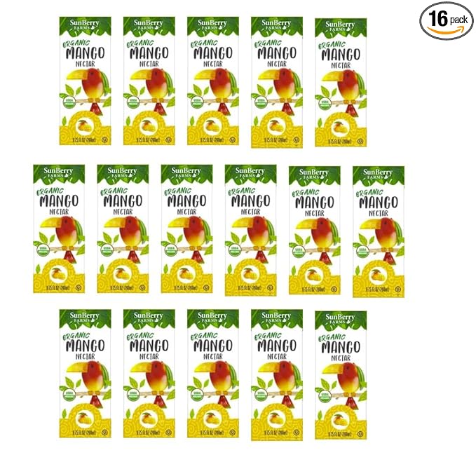 Sunbery Organic Mango Nectar 6.75 fl oz Juice Boxes Pack of 16