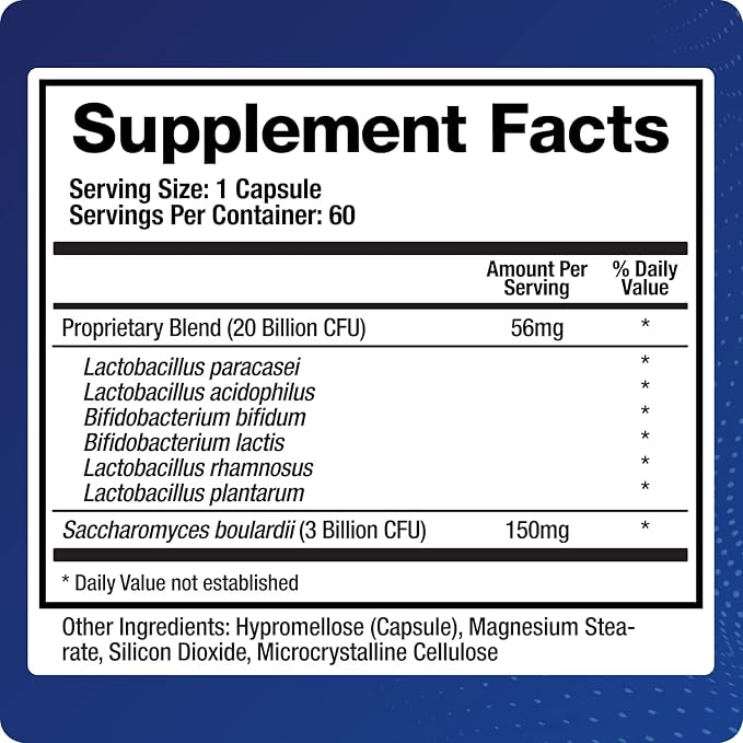 BioMatrix Saccharomyces boulardii Probiotic Supplement w/L. paracasei L. rhamnosus Bifidobacterium Acidophilus – Prebiotic Complement – Temp-Stable 30-60 Day Supply