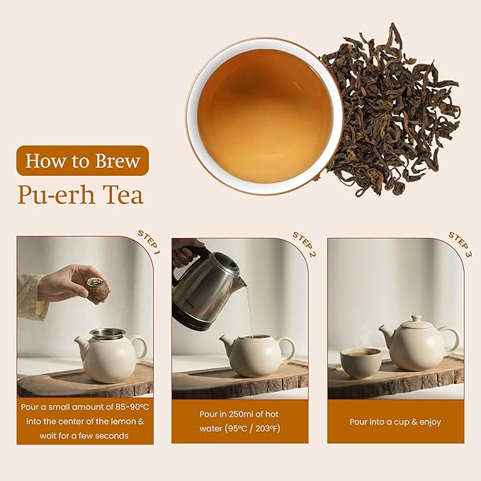 ANNHI TEA Mandarin Pearl Puerh - 6 Whole Dried Citrus Pieces Premium Fermented Puerh Tea with Mandarin Peel Smooth Earthy &amp Sweet Aroma Natural Vietnamese Detox Tea Pack