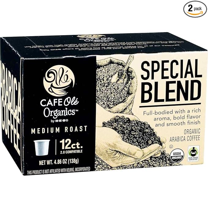 CAFE Olé Organics by H‑E‑B Medium Roast Special Blend Coffee Single Serve Cups 12 ct 2 Boxes