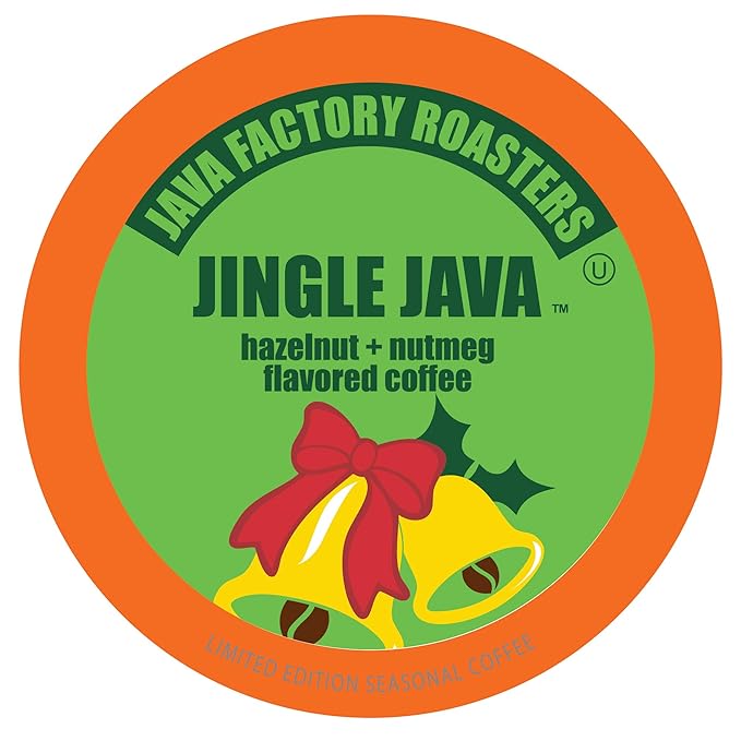 Java Factory Coffee Pods Hazelnut and Nutmeg Coffee for Keurig K-Cup Brewers Jingle Java 40 Count