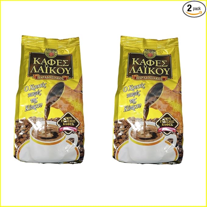 2 x 200g GOLD Laikou the Traditional Cyprus Greek Ground Coffee from Freshly Roasted Coffee Beans