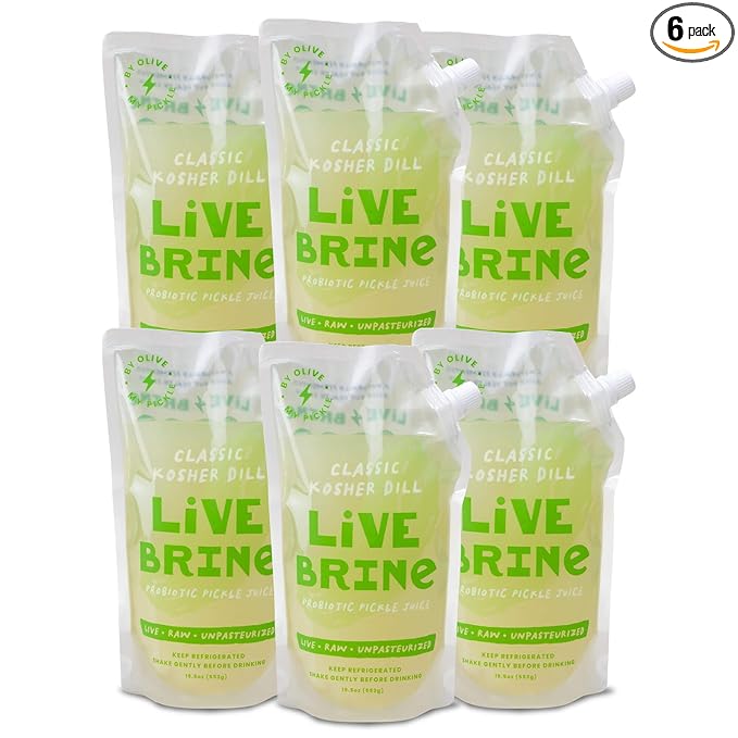 Olive My Pickle Probiotic Pickle Juice 117 oz | 6pk Olive Juice Live Brine Kosher Dill Pickle Juice Shots with Natural Probiotics &amp Digestive Enzymes for Gut Health - 78 Pickle Shots for Cramps
