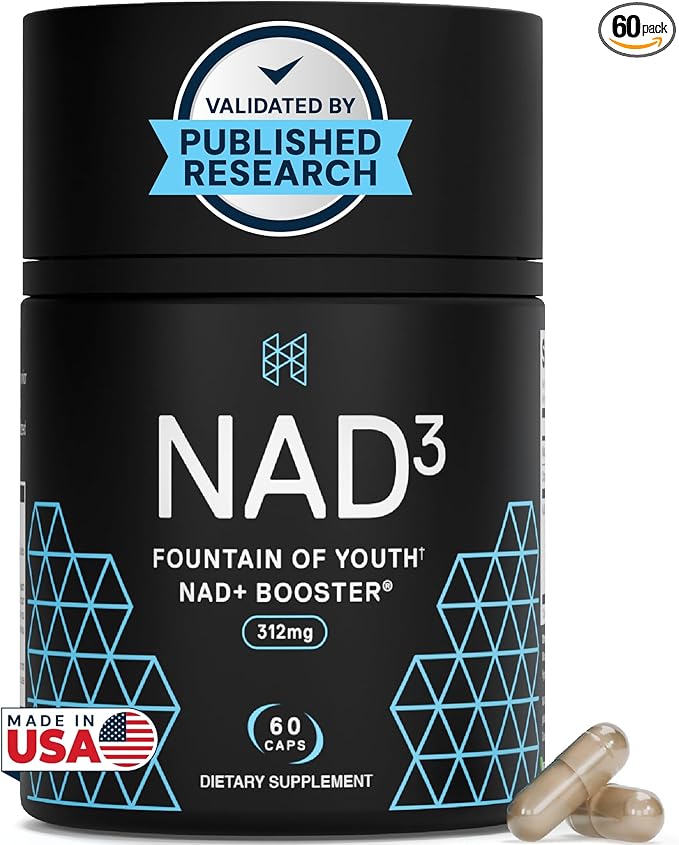 HPN NAD3 Clinical NAD+ Booster Cellular Health &amp Natural Energy - NAD Supplement for Healthy Aging Metabolic Support NRF2 &amp Longevity Nicotinamide Riboside &amp NMN Alternative 60ct 30-