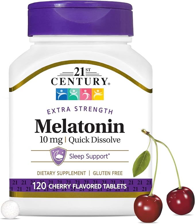 21st Century Melatonin 10 mg Quick Dissolve Tablets Cherry - 120 ct Pack of 5