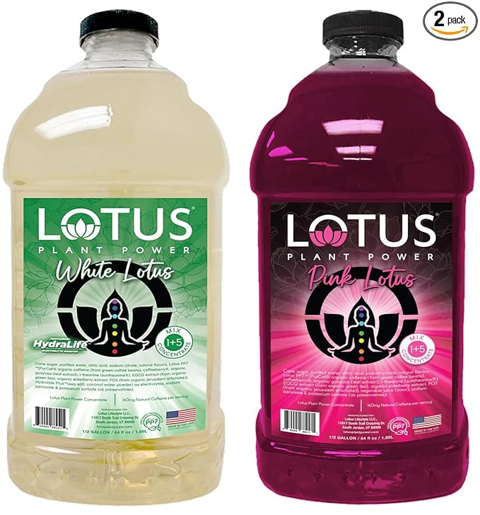 Lotus Energy Drink Concentrate 64 fl oz (White &amp Pink) Pack of 2