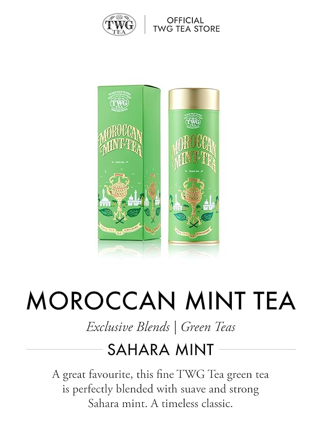 TWG Tea | Moroccan Mint Tea | Green Tea | Spearmint Leaves | Haute Couture Tin 120g | Gift Set