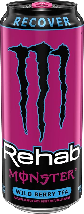 Monster Rehab Wild Berry Tea + Energy Energy Drink 15.5 Ounce | Energy Iced Tea Pack of 15