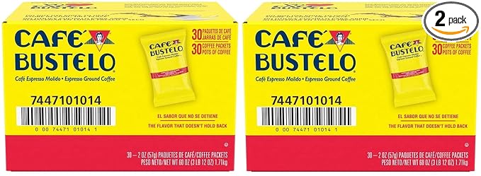 Cafe Bustelo Espresso Ground Coffee 2 oz Fraction Packs / 30ct Case (Pack of 2)