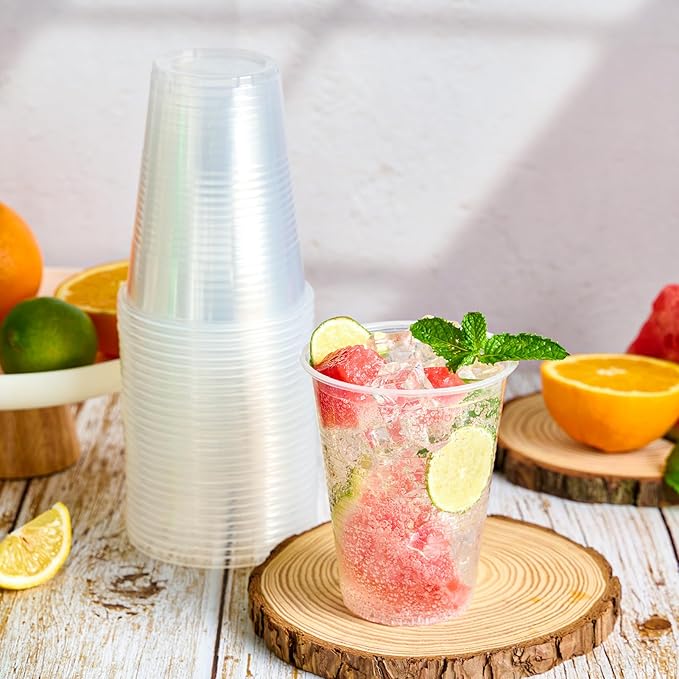 Turbo Bee 1000 Pack 16oz Plastic CupsDisposable Clear Drinking CupsHot and Cold Drink Container for Water Juice SodaCoffee