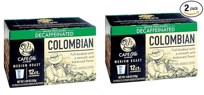 Cafe Ole HEB Single Serve Coffee Pods 12 count - 2 boxes (Colombian Decaf)