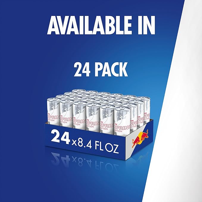 Red Bull Spring Edition Energy Drink Cherry Sakura 80mg Caffeine Taurine &amp B Vitamins 8.4 fl. oz. Pack of 24 Cans