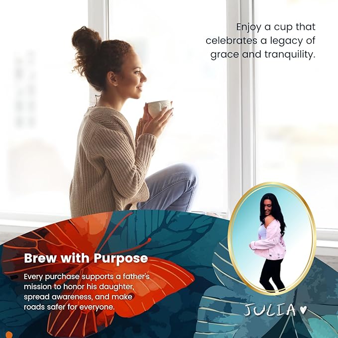 Love This for Us! Coffee - JWG Decaf Blend - With Notes of Cocoa &amp Toasted Almonds - Brew Created in Memory of Julia for Roadside Safety Awareness - Ground Coffee - 12oz