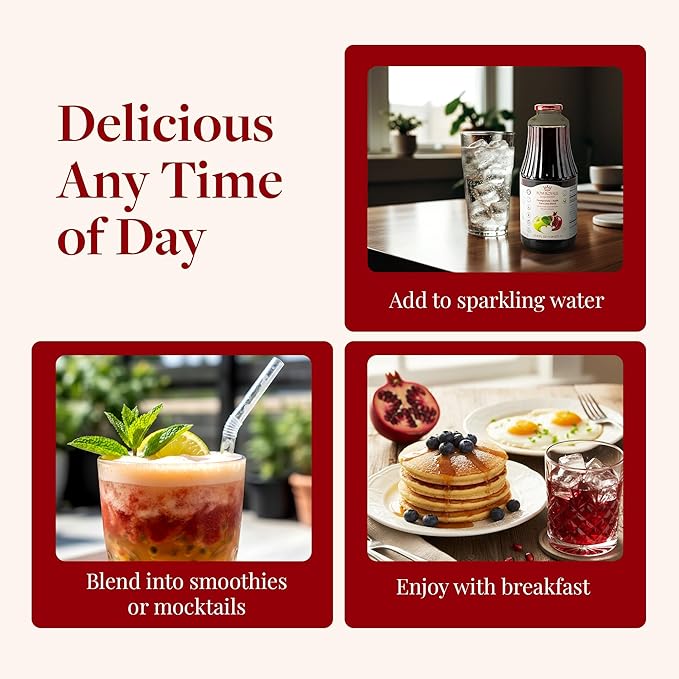 Pure Pomegranate &amp Apple Juice 33.8oz Glass Bottle (Pack of 4) Cold Pressed Juice Not from Concentrate Non-GMO No Sugar Added Gluten Free Kosher Certified Preservative Free