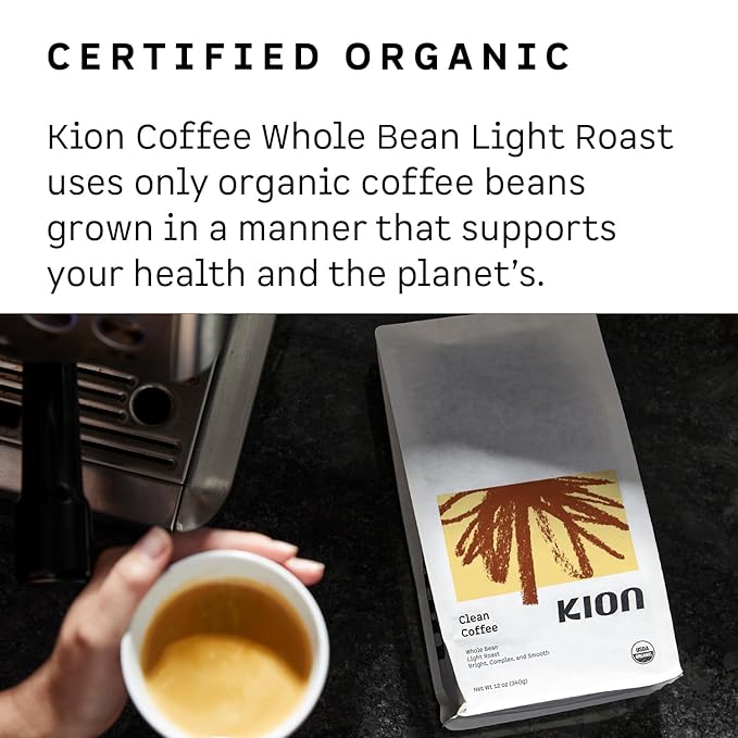 Kion Clean Coffee - Organic Whole Bean Coffee - Light Roast - 12 Oz