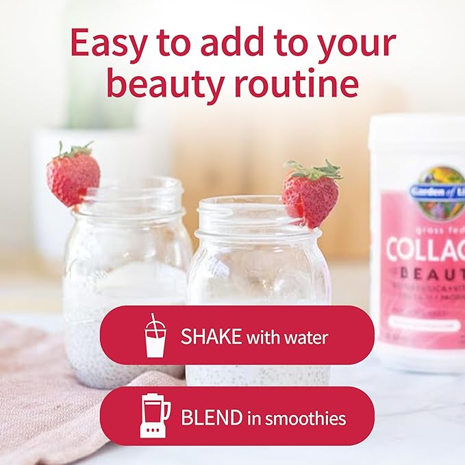 Garden of Life Grass Fed Collagen Beauty - Cranberry Pomegranate 20 Servings Powder for Women Men Hair Skin Nails Hydrolyzed Collagen Peptides Protein Powder Supplement