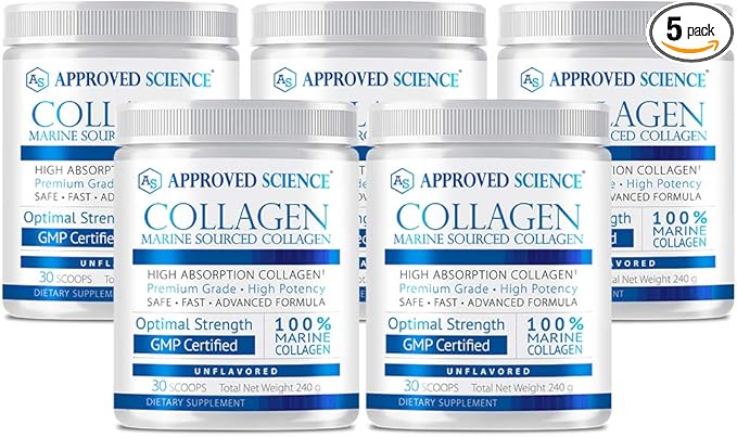 Approved Science Collagen Powder - Hair Skin Nails &amp Joints - 150 Scoops - Five Month Supply