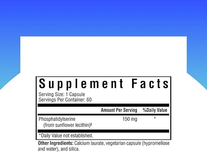 Seeking Health Phosphatidyl Serine - Brain Support Supplement with Sunflower Oil &amp Phospholipids - Vegetarian &amp Gluten-Free Capsules - 150 mg 60 Capsules