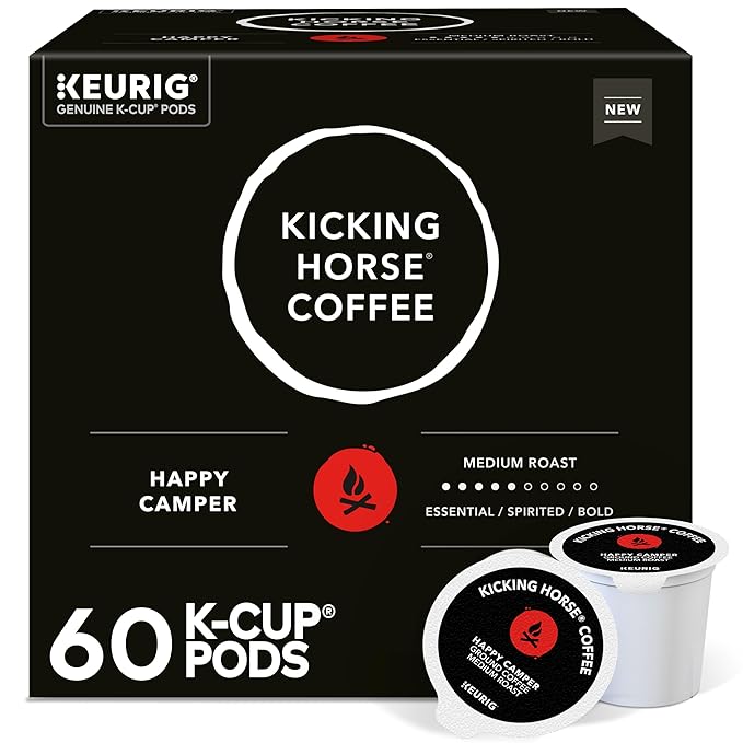 Kicking Horse Coffee Happy Camper Single Serve Keurig K-Cup Pods Medium Roast Coffee 60-Count Box