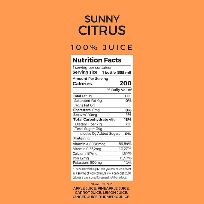 PUR Cold Pressed Daily Juice Kit | Cold-Pressed Juice for Cleanse Hydration &amp Digestion | 6-Pack of Sunny Citrus | Electrolytes &amp Antioxidants (12 fl oz - 18 Pack Sunny Citrus)