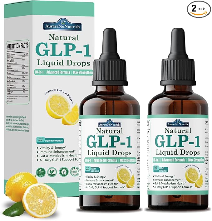 2 Pack GLP-1 Supplement Liquid Drops 10-in-1 Formula with Berberine Ceylon Cinnamon Prebiotic Fiber &amp Green Tea Extract | Supports Healthy Metabolism Digestive &amp Gut Health丨Vegan Non-GMO