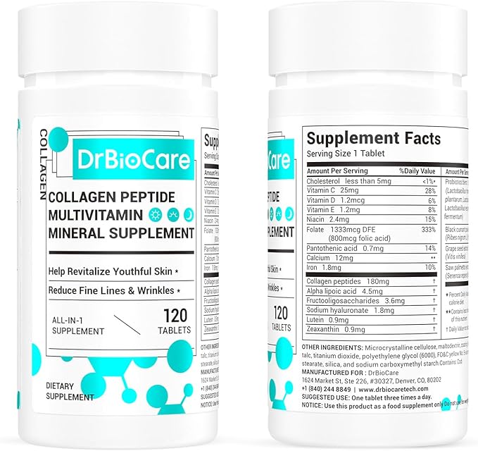 DrBioCare Living Collagen L-Carnitine Complex Supplement and Collagen Peptides for Women