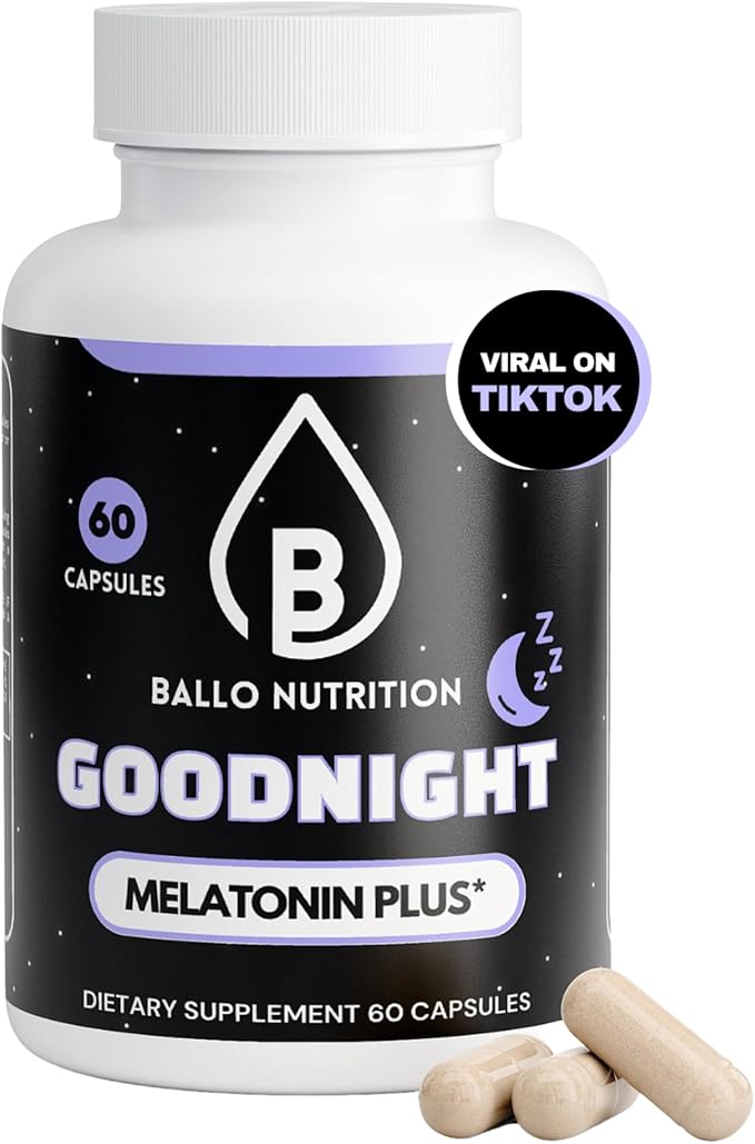 Goodnight Sleep Capsules - Natural Sleep Support with Melatonin GABA Chamomile Lemon Balm &amp Passionflower – Non-Habit Forming – 60 Capsules