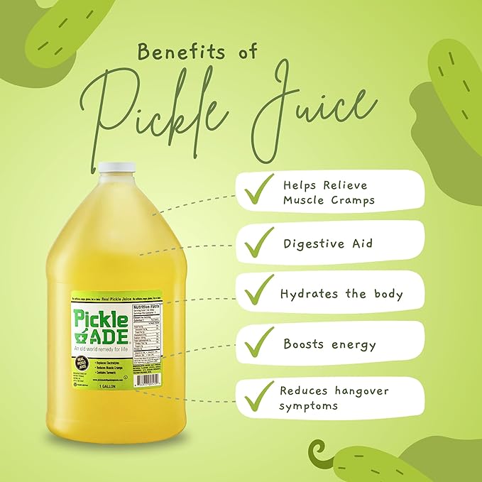 PickleAde Real Dill Pickle Juice with Turmeric 1 Gallon (128 oz) | Muscle and Leg Cramp Relief | Bulk Size Pickle Juice Sports Drink | Electrolyte Replacement | Pickle Brine | Kosher Pickle Juice for