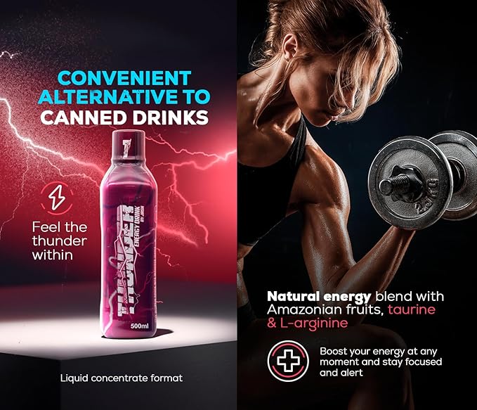 THUNDER Energy Drink by JASH – 500 ml Tropical Botanical Beverage with Guaraná Green Tea Chontaduro &amp Borojó – For Active Lifestyles