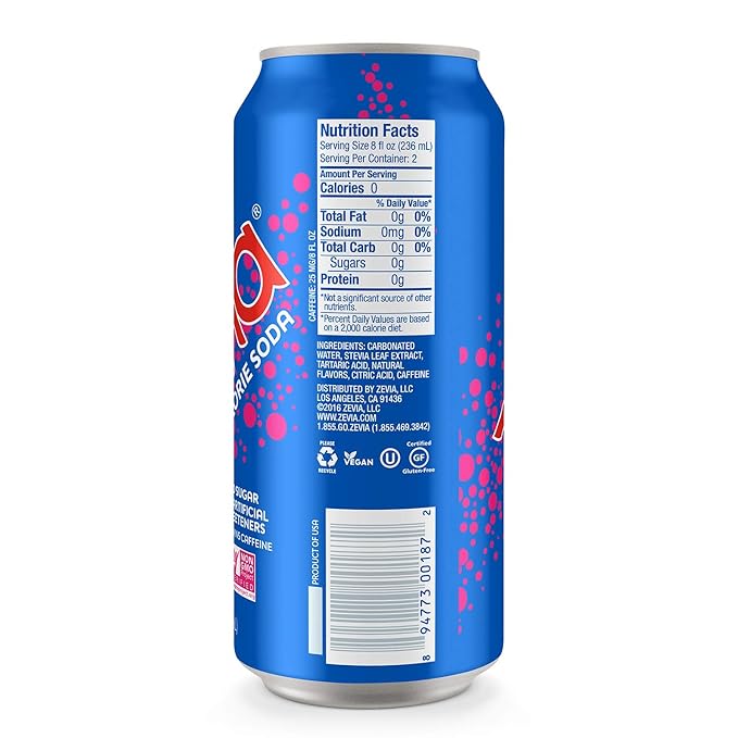 Zevia Zero Calorie Sodas Variety Pack Dr Zevia (24 Cans) and Cherry Cola (Pack of 12 Cans)