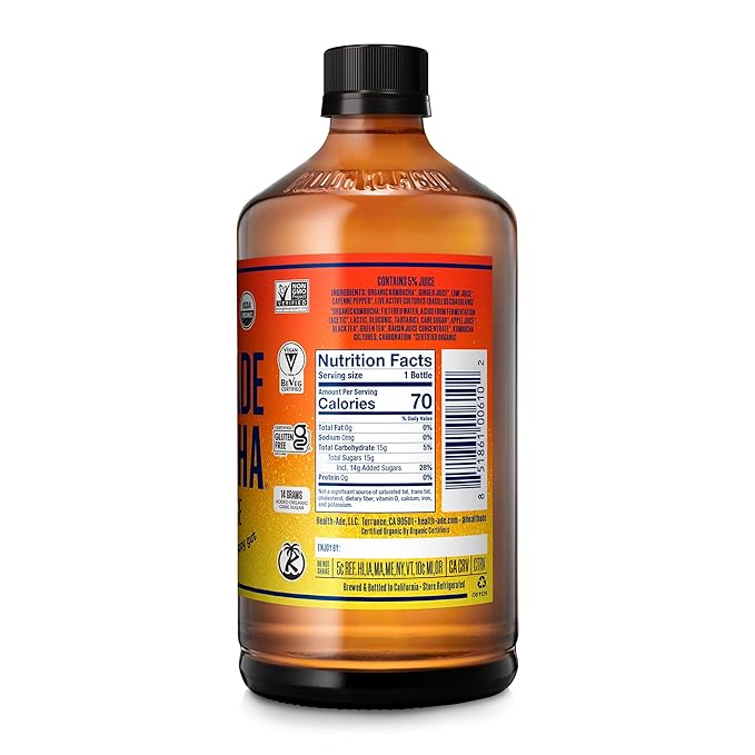 Health-Ade Kombucha Tea Organic Drink Fermented Tea with Living Probiotics Detoxifying Acids Supports Gut Health Non-GMO Vegan Gluten Free 12 Pack (16 Fl Oz Bottles) Cayenne Cleanse
