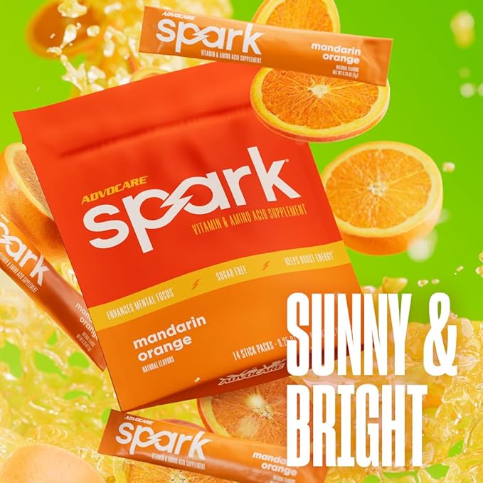 AdvoCare Spark - Energy Drink Mix - Vitamin &amp Amino Acid Supplement - Supports Energy &amp Focus* - Portable Immune Support* - Sugar-Free - Mandarin Orange 14 Stick Packs (3.5 oz)